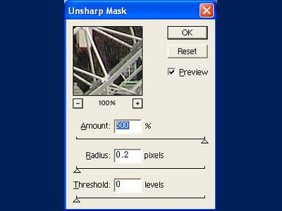 Unsharp Mask window